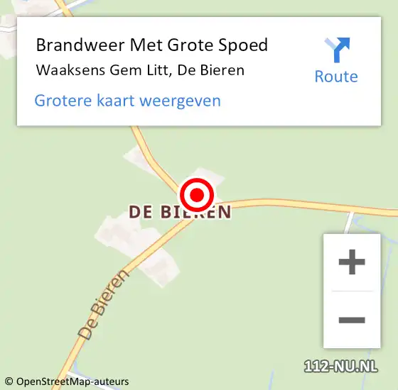 Locatie op kaart van de 112 melding: Brandweer Met Grote Spoed Naar Waaksens Gem Litt, De Bieren op 29 juli 2014 14:54