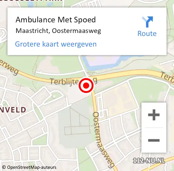 Locatie op kaart van de 112 melding: Ambulance Met Spoed Naar Maastricht, Oostermaasweg op 29 juli 2014 14:54