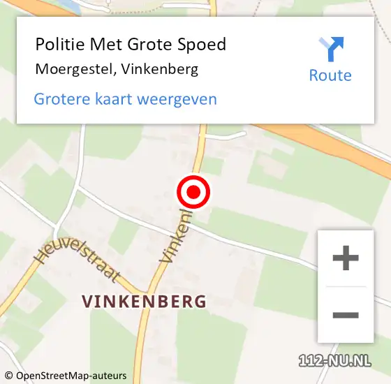 Locatie op kaart van de 112 melding: Politie Met Grote Spoed Naar Moergestel, Vinkenberg op 17 september 2022 10:12