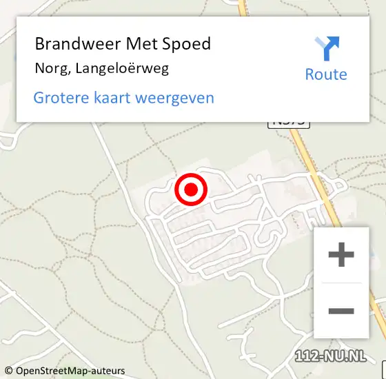 Locatie op kaart van de 112 melding: Brandweer Met Spoed Naar Norg, Langeloërweg op 17 september 2022 11:15