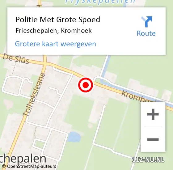 Locatie op kaart van de 112 melding: Politie Met Grote Spoed Naar Frieschepalen, Kromhoek op 17 september 2022 11:30
