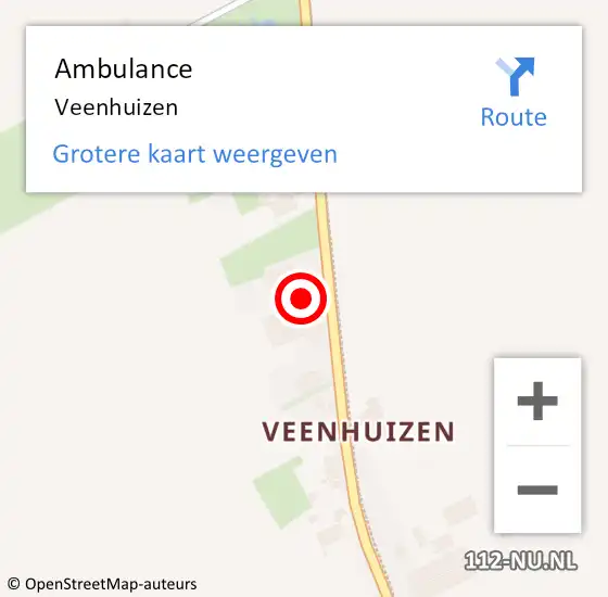 Locatie op kaart van de 112 melding: Ambulance Veenhuizen op 17 september 2022 11:55