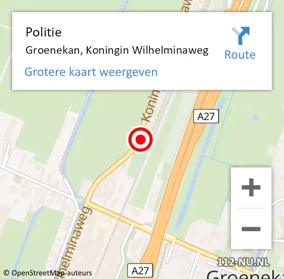 Locatie op kaart van de 112 melding: Politie Groenekan, Koningin Wilhelminaweg op 17 september 2022 12:32