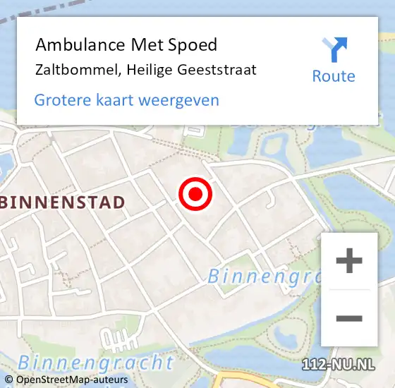 Locatie op kaart van de 112 melding: Ambulance Met Spoed Naar Zaltbommel, Heilige Geeststraat op 17 september 2022 13:12