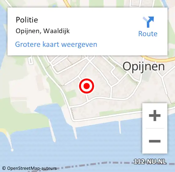 Locatie op kaart van de 112 melding: Politie Opijnen, Waaldijk op 17 september 2022 14:33
