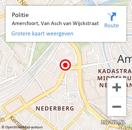 Locatie op kaart van de 112 melding: Politie Amersfoort, Van Asch van Wijckstraat op 17 september 2022 14:34