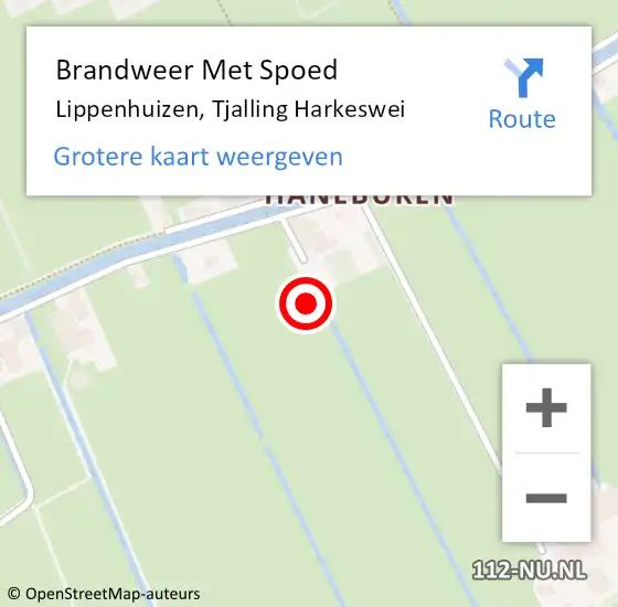 Locatie op kaart van de 112 melding: Brandweer Met Spoed Naar Lippenhuizen, Tjalling Harkeswei op 17 september 2022 16:27