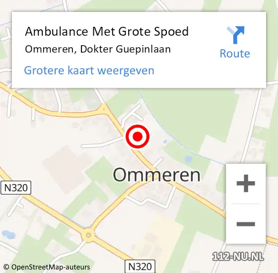 Locatie op kaart van de 112 melding: Ambulance Met Grote Spoed Naar Ommeren, Dokter Guepinlaan op 17 september 2022 17:18