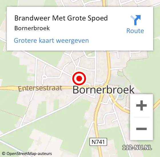 Locatie op kaart van de 112 melding: Brandweer Met Grote Spoed Naar Bornerbroek op 17 september 2022 17:42