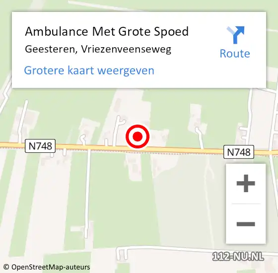 Locatie op kaart van de 112 melding: Ambulance Met Grote Spoed Naar Geesteren, Vriezenveenseweg op 17 september 2022 18:18