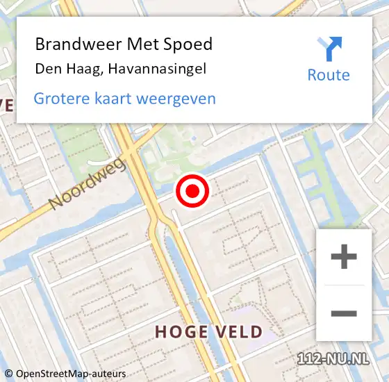 Locatie op kaart van de 112 melding: Brandweer Met Spoed Naar Den Haag, Havannasingel op 17 september 2022 18:38
