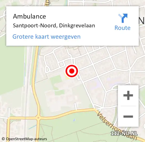 Locatie op kaart van de 112 melding: Ambulance Santpoort-Noord, Dinkgrevelaan op 17 september 2022 19:48