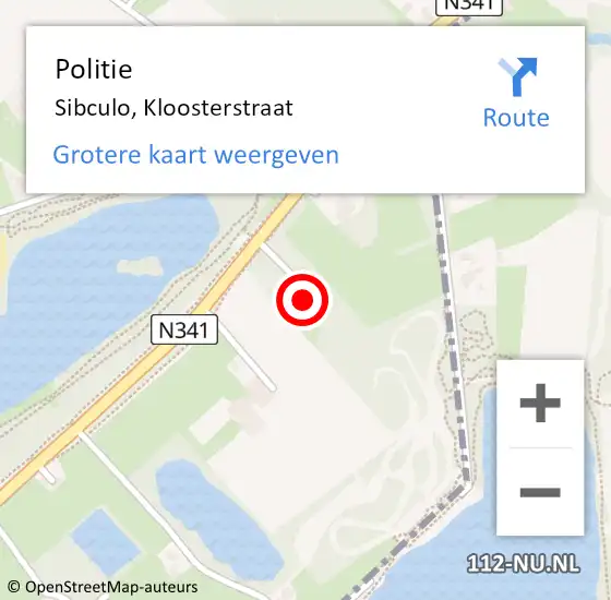Locatie op kaart van de 112 melding: Politie Sibculo, Kloosterstraat op 17 september 2022 22:49