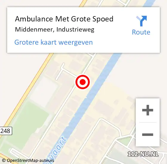 Locatie op kaart van de 112 melding: Ambulance Met Grote Spoed Naar Middenmeer, Industrieweg op 18 september 2022 01:05