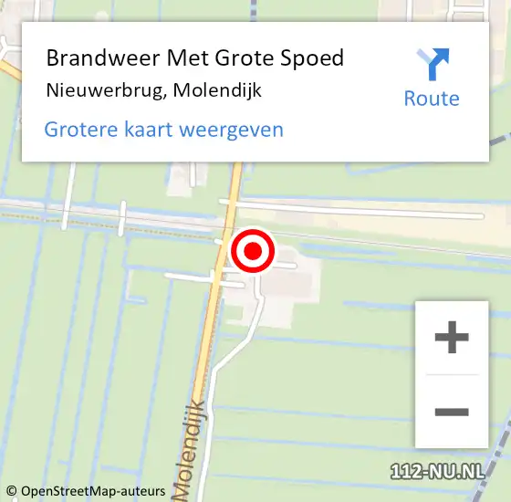 Locatie op kaart van de 112 melding: Brandweer Met Grote Spoed Naar Nieuwerbrug, Molendijk op 18 september 2022 02:25