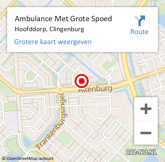 Locatie op kaart van de 112 melding: Ambulance Met Grote Spoed Naar Hoofddorp, Clingenburg op 18 september 2022 05:32