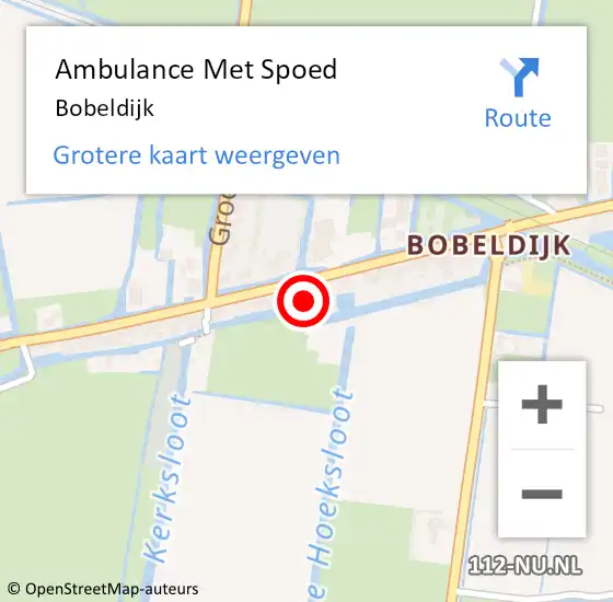 Locatie op kaart van de 112 melding: Ambulance Met Spoed Naar Bobeldijk op 18 september 2022 05:37