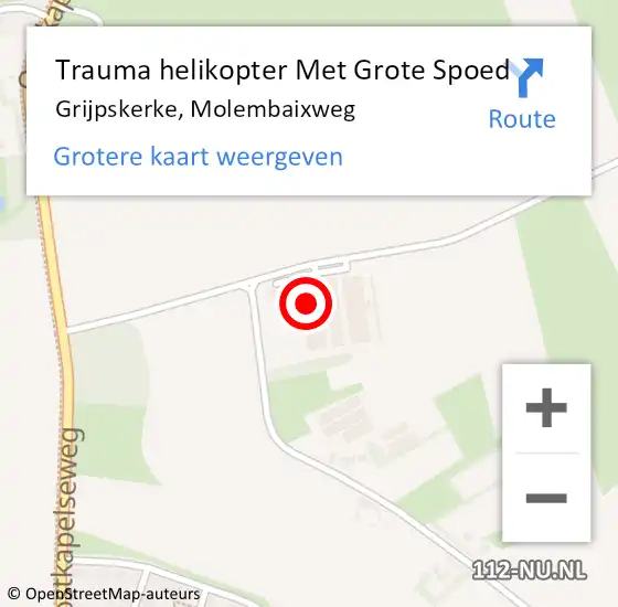 Locatie op kaart van de 112 melding: Trauma helikopter Met Grote Spoed Naar Grijpskerke, Molembaixweg op 18 september 2022 16:04