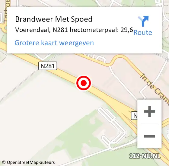 Locatie op kaart van de 112 melding: Brandweer Met Spoed Naar Voerendaal, N281 hectometerpaal: 29,6 op 18 september 2022 16:21