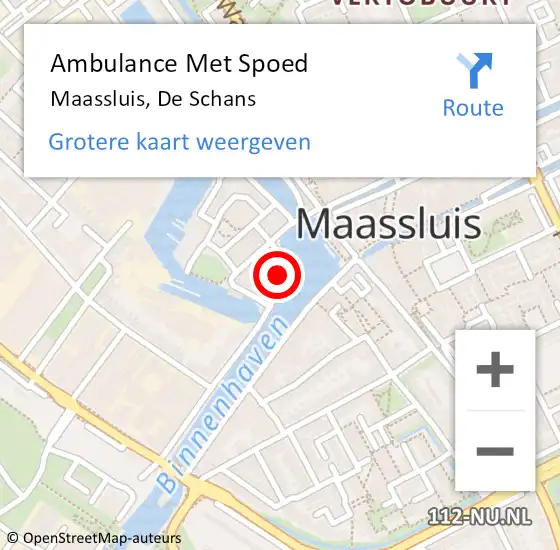 Locatie op kaart van de 112 melding: Ambulance Met Spoed Naar Maassluis, De Schans op 18 september 2022 16:50