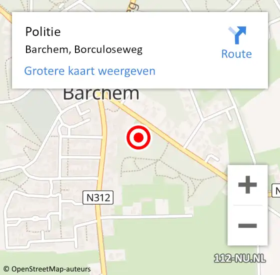 Locatie op kaart van de 112 melding: Politie Barchem, Borculoseweg op 18 september 2022 18:31
