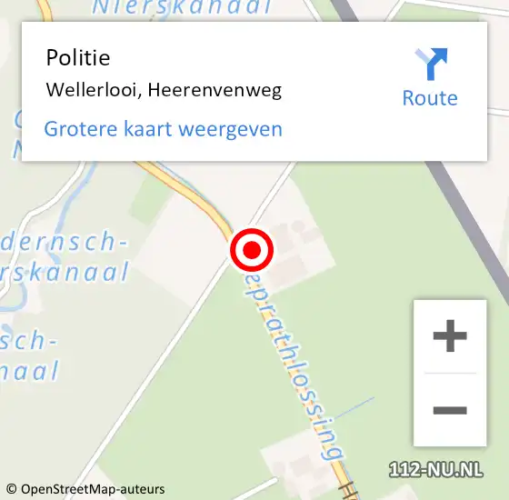 Locatie op kaart van de 112 melding: Politie Wellerlooi, Heerenvenweg op 18 september 2022 20:31