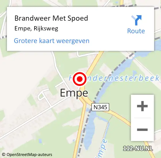 Locatie op kaart van de 112 melding: Brandweer Met Spoed Naar Empe, Rijksweg op 18 september 2022 22:58