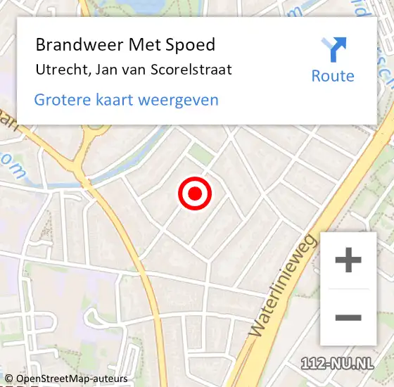 Locatie op kaart van de 112 melding: Brandweer Met Spoed Naar Utrecht, Jan van Scorelstraat op 19 september 2022 01:42