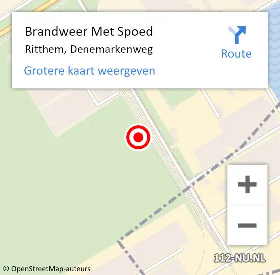 Locatie op kaart van de 112 melding: Brandweer Met Spoed Naar Ritthem, Denemarkenweg op 19 september 2022 02:48