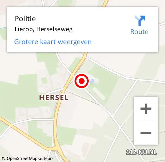 Locatie op kaart van de 112 melding: Politie Lierop, Herselseweg op 19 september 2022 07:07