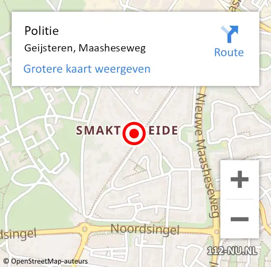 Locatie op kaart van de 112 melding: Politie Geijsteren, Maasheseweg op 19 september 2022 08:12