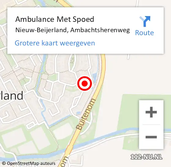 Locatie op kaart van de 112 melding: Ambulance Met Spoed Naar Nieuw-Beijerland, Ambachtsherenweg op 19 september 2022 10:29