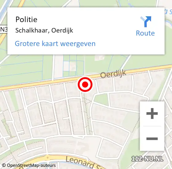 Locatie op kaart van de 112 melding: Politie Schalkhaar, Oerdijk op 19 september 2022 12:13