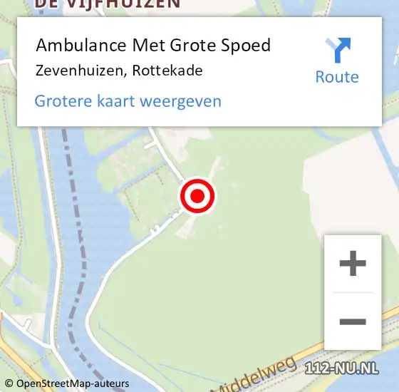 Locatie op kaart van de 112 melding: Ambulance Met Grote Spoed Naar Zevenhuizen, Rottekade op 19 september 2022 13:26