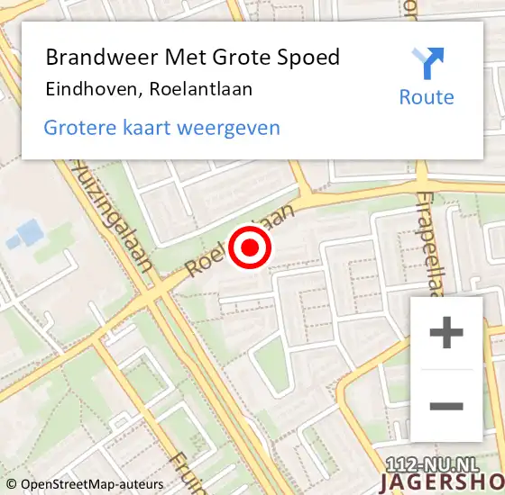 Locatie op kaart van de 112 melding: Brandweer Met Grote Spoed Naar Eindhoven, Roelantlaan op 19 september 2022 14:41
