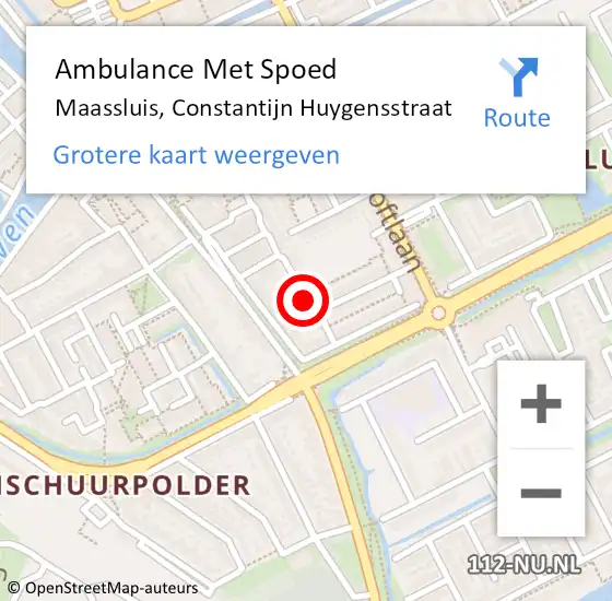 Locatie op kaart van de 112 melding: Ambulance Met Spoed Naar Maassluis, Constantijn Huygensstraat op 19 september 2022 14:54