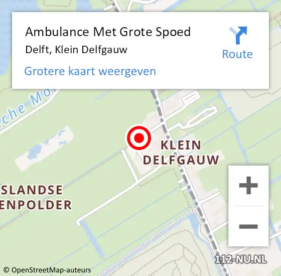 Locatie op kaart van de 112 melding: Ambulance Met Grote Spoed Naar Delft, Klein Delfgauw op 19 september 2022 16:23