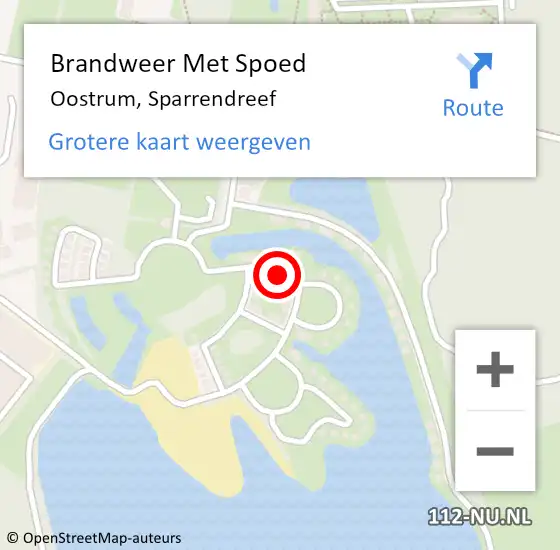 Locatie op kaart van de 112 melding: Brandweer Met Spoed Naar Oostrum, Sparrendreef op 19 september 2022 19:45