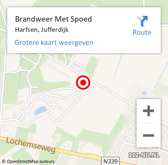 Locatie op kaart van de 112 melding: Brandweer Met Spoed Naar Harfsen, Jufferdijk op 19 september 2022 21:11