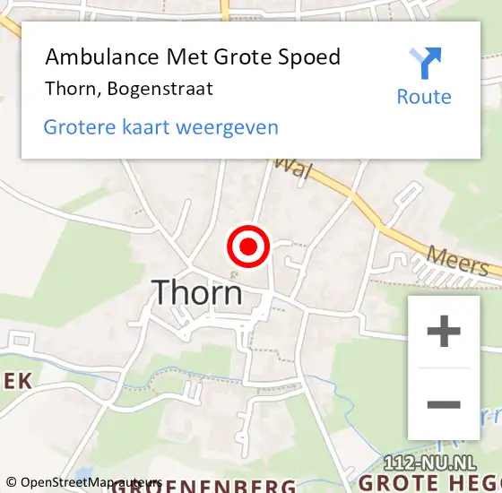 Locatie op kaart van de 112 melding: Ambulance Met Grote Spoed Naar Thorn, Bogenstraat op 19 september 2022 22:27