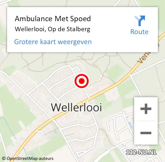 Locatie op kaart van de 112 melding: Ambulance Met Spoed Naar Wellerlooi, Op de Stalberg op 29 juli 2014 19:40