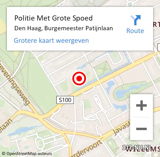 Locatie op kaart van de 112 melding: Politie Met Grote Spoed Naar Den Haag, Burgemeester Patijnlaan op 20 september 2022 07:49