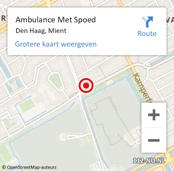 Locatie op kaart van de 112 melding: Ambulance Met Spoed Naar Den Haag, Mient op 20 september 2022 09:35
