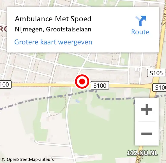 Locatie op kaart van de 112 melding: Ambulance Met Spoed Naar Nijmegen, Grootstalselaan op 20 september 2022 09:39