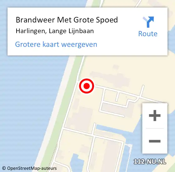 Locatie op kaart van de 112 melding: Brandweer Met Grote Spoed Naar Harlingen, Lange Lijnbaan op 20 september 2022 09:46