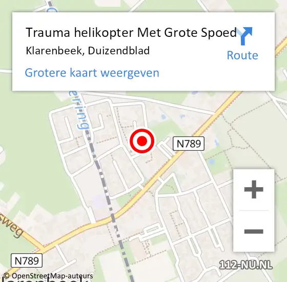 Locatie op kaart van de 112 melding: Trauma helikopter Met Grote Spoed Naar Klarenbeek, Duizendblad op 20 september 2022 12:13