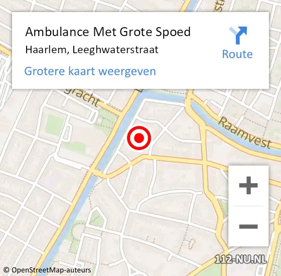 Locatie op kaart van de 112 melding: Ambulance Met Grote Spoed Naar Haarlem, Leeghwaterstraat op 20 september 2022 12:30