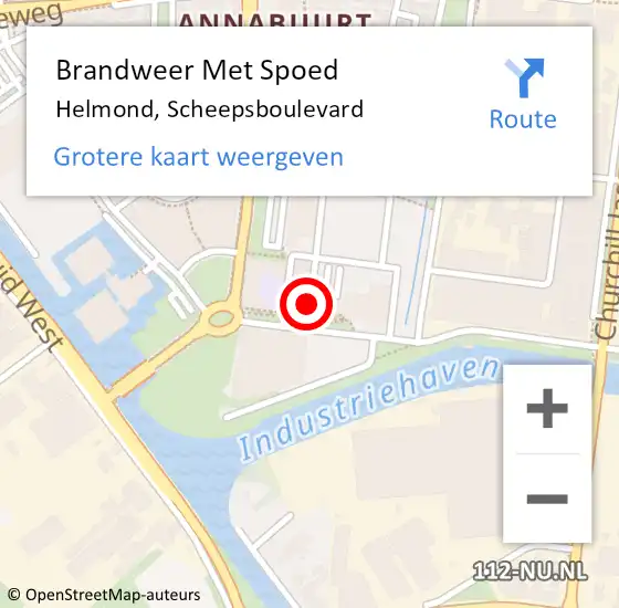 Locatie op kaart van de 112 melding: Brandweer Met Spoed Naar Helmond, Scheepsboulevard op 20 september 2022 13:12