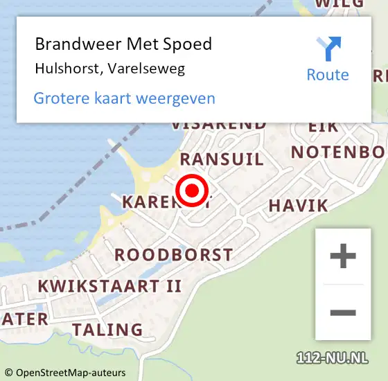 Locatie op kaart van de 112 melding: Brandweer Met Spoed Naar Hulshorst, Varelseweg op 20 september 2022 14:18