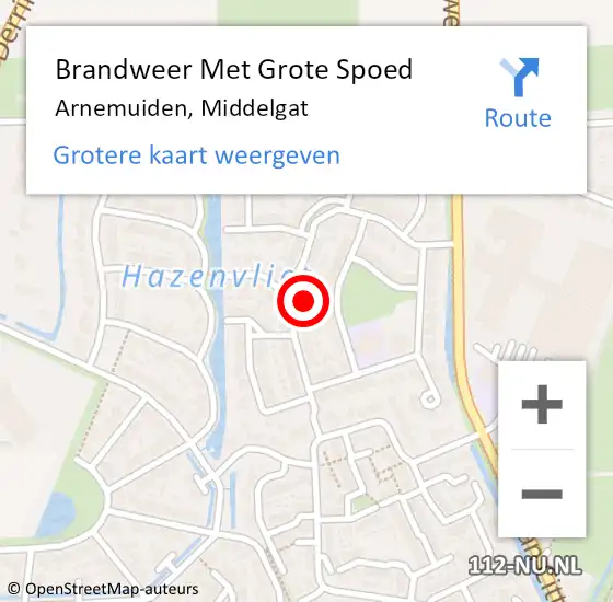 Locatie op kaart van de 112 melding: Brandweer Met Grote Spoed Naar Arnemuiden, Middelgat op 20 september 2022 14:59